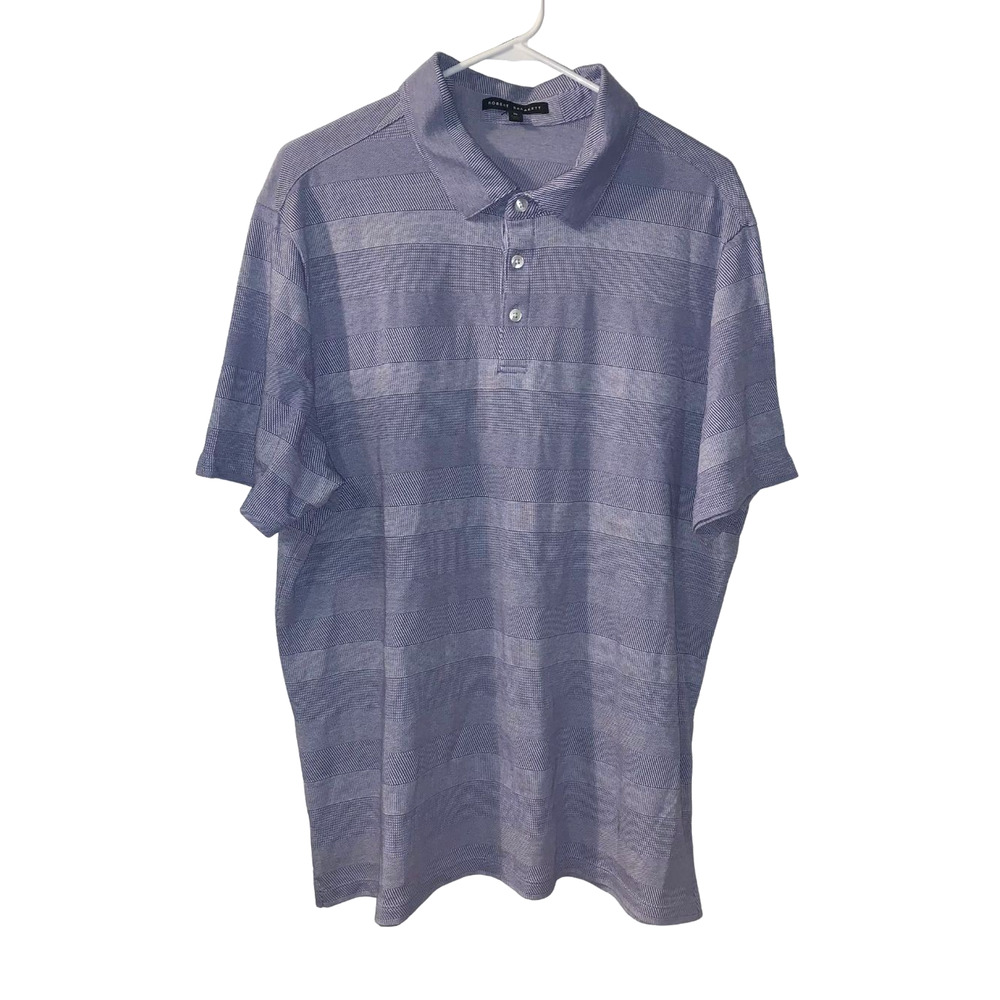 Robert Barakett Mens Balboa Knit Polo Shirt Size XL Blue Striped Casual Golf